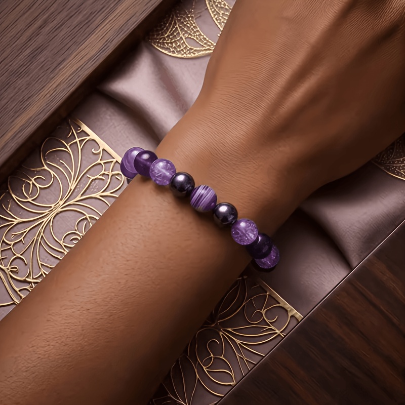 2pcs Natural Striped Agate Bracelet Set — Bohemian Birthstone Gift